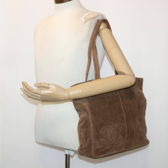 CHANEL Tote Bag Suede Brown CC Auth - Picture 15 of 15